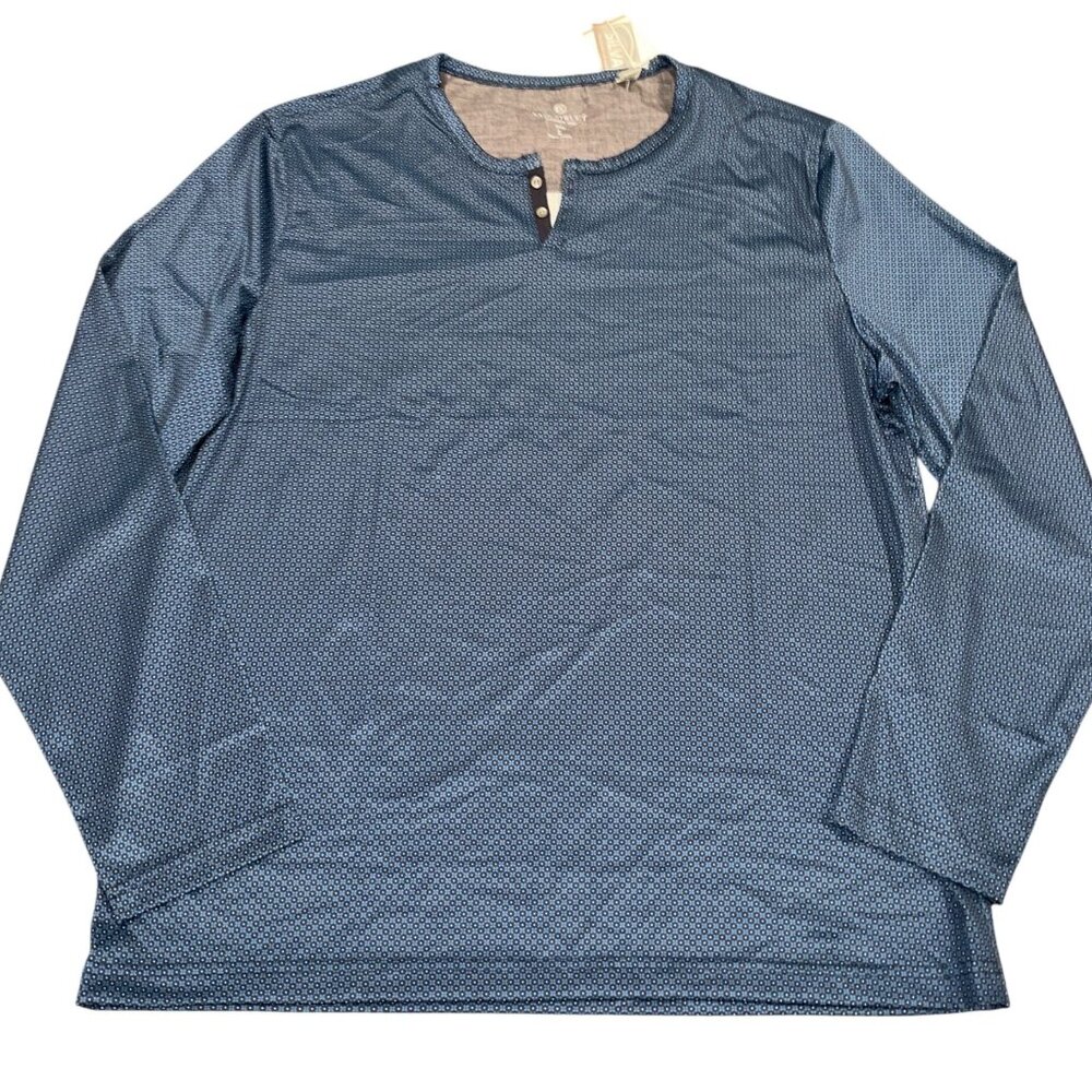 NWT Con.struct Men's Sz L Performance Tee Henley Navy Dot Long Sleeve Stitch Fix